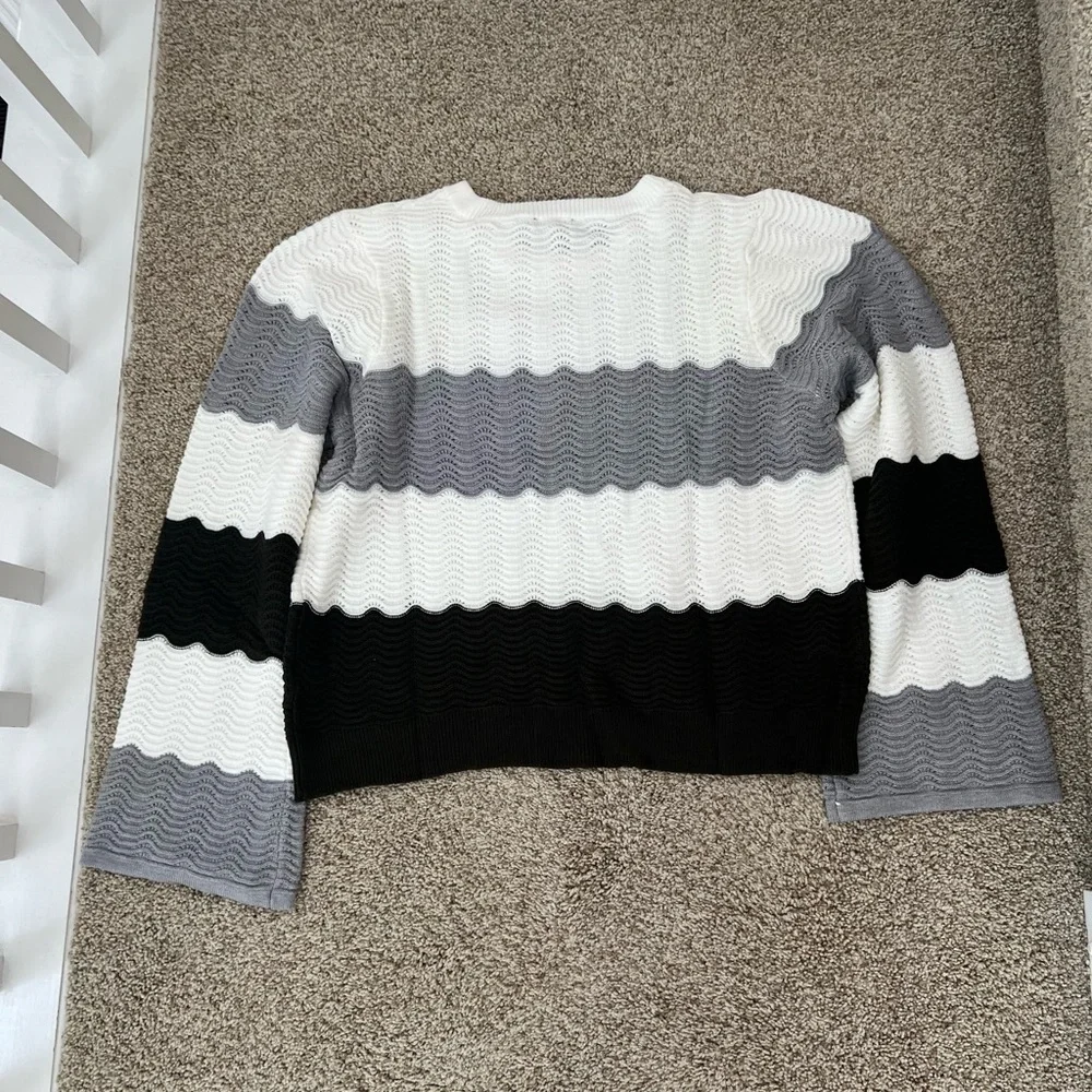NWT 1 State Stripe Open Stitch Crew Neck Sweater Size XL